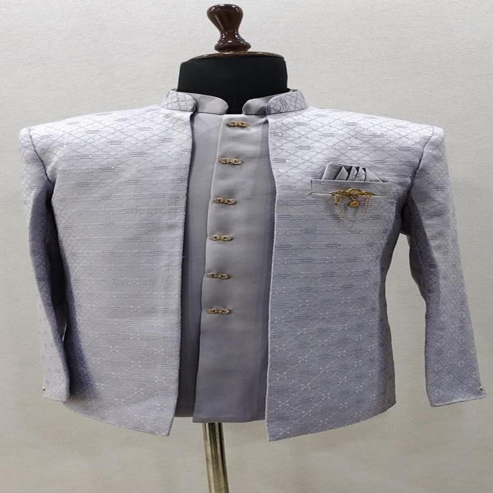 Mens Jacquard Bandhgala Shrug with Woven Design