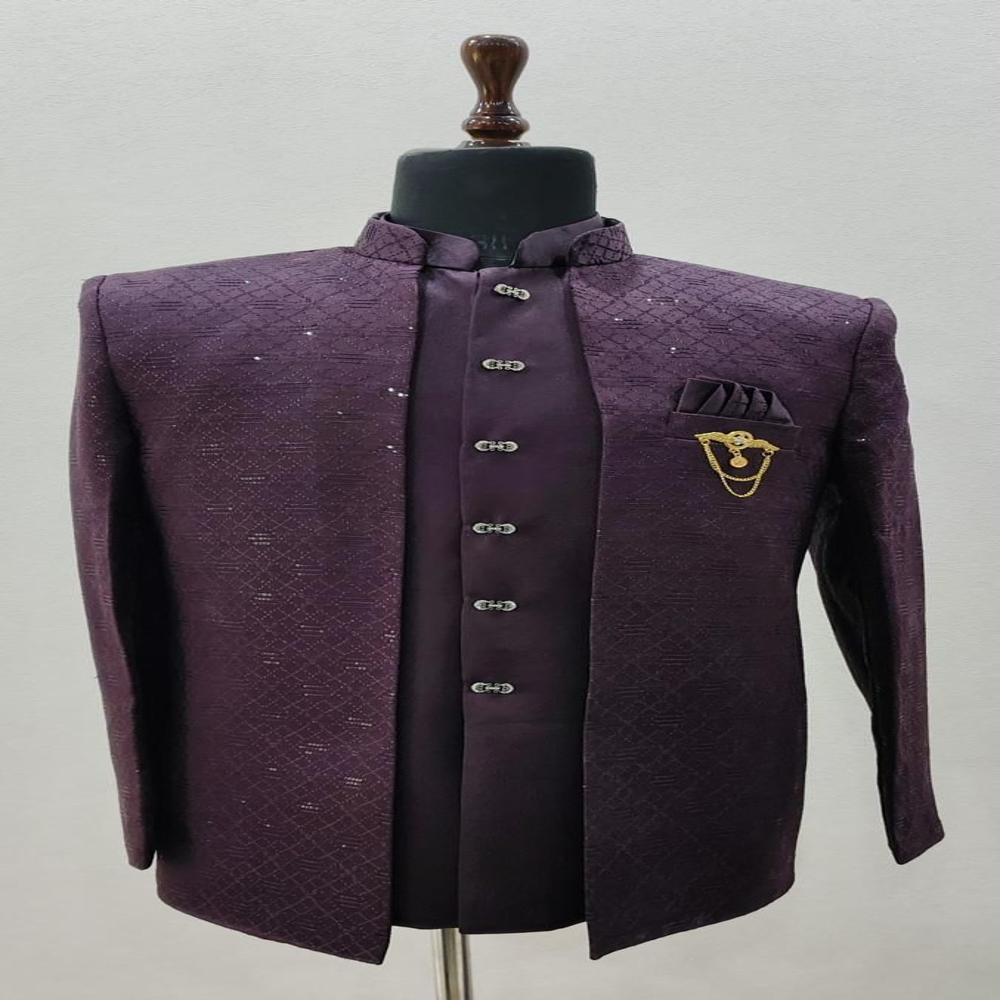 Mens Jacquard Bandhgala Shrug with Woven Design