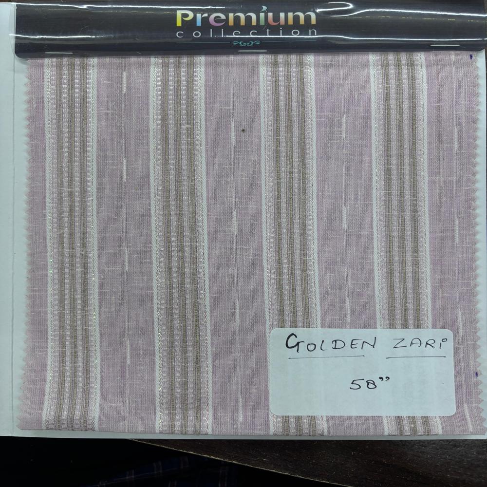 Golden Zari Wayward Stripes Shirting Fabric 58" - Attributes: Washable