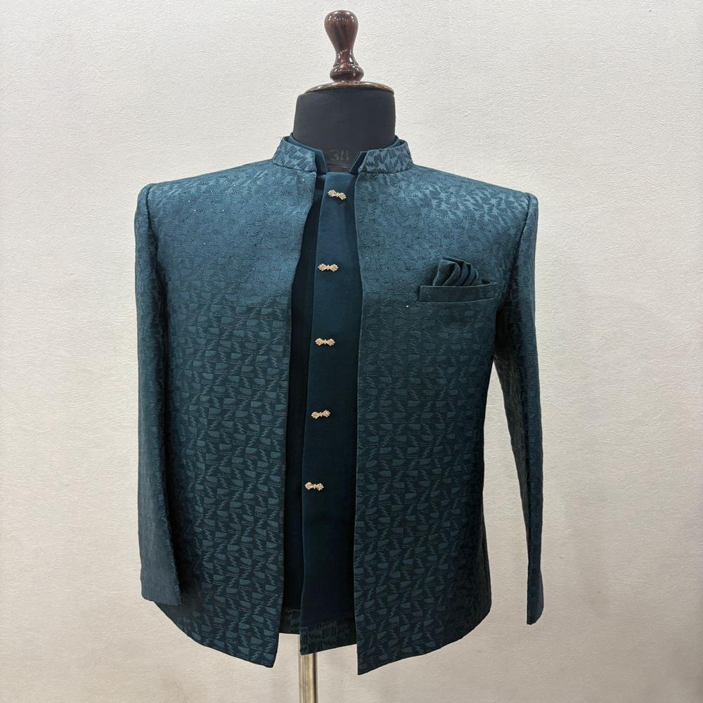 Mens Jacquard Sequence Pattern Jodpuri Shrug