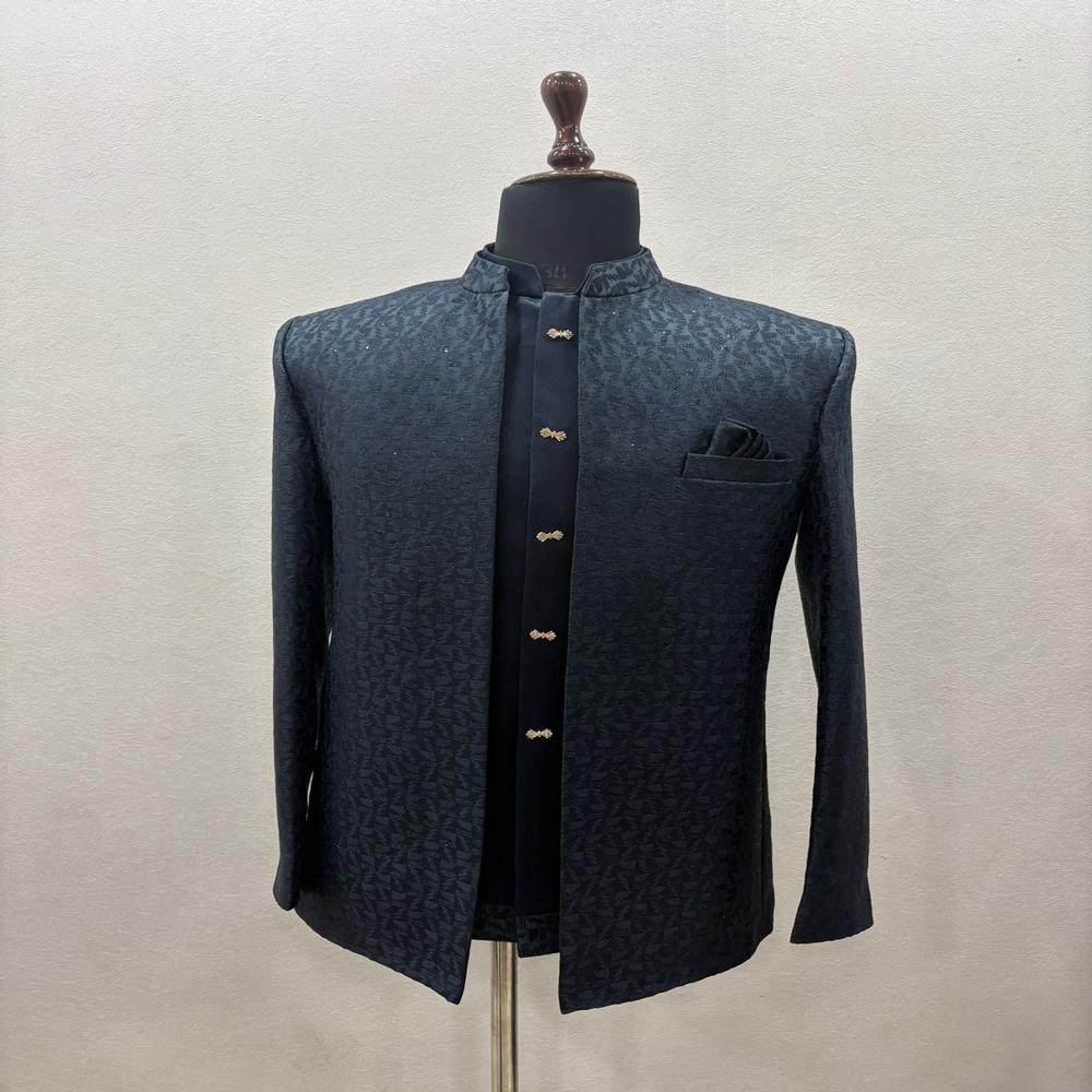 Mens Jacquard Sequence Pattern Jodpuri Shrug
