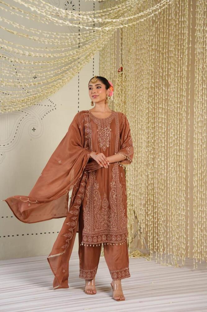 Chinon Silk Traditional Party Wear Suit