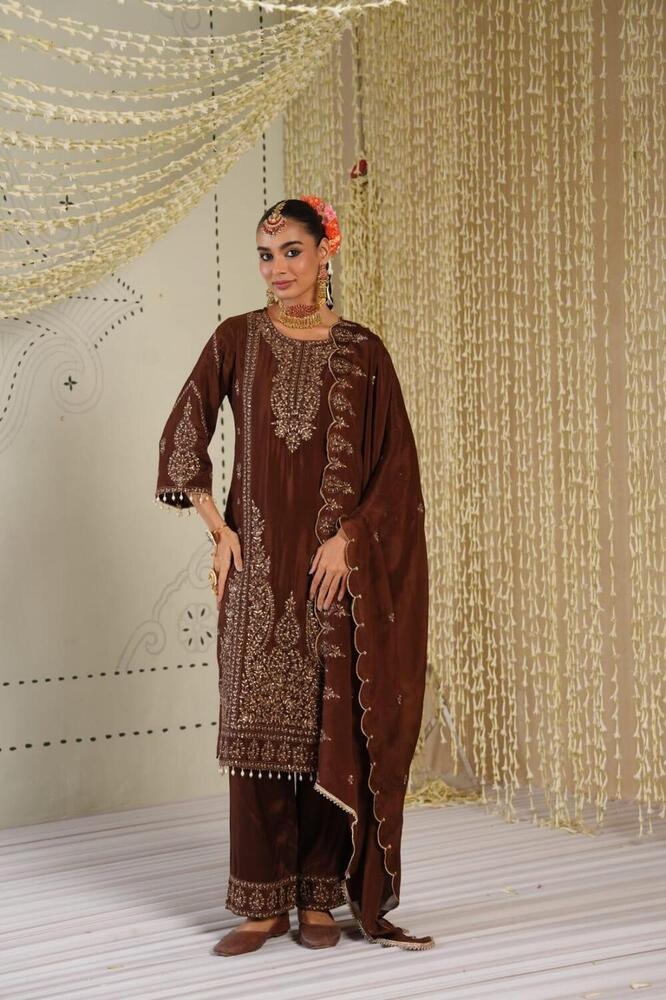 Heavy Zari Work Plazo Suit