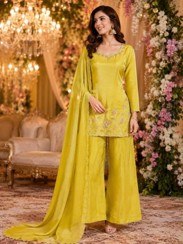 Straight Cut Tunic Partywear Palazzo Suit