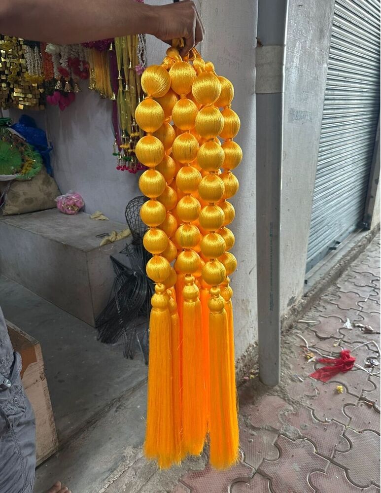 Silk Orange Hanging Ball Hanging - Design: Multi-Strand Beads With Tassel Ends