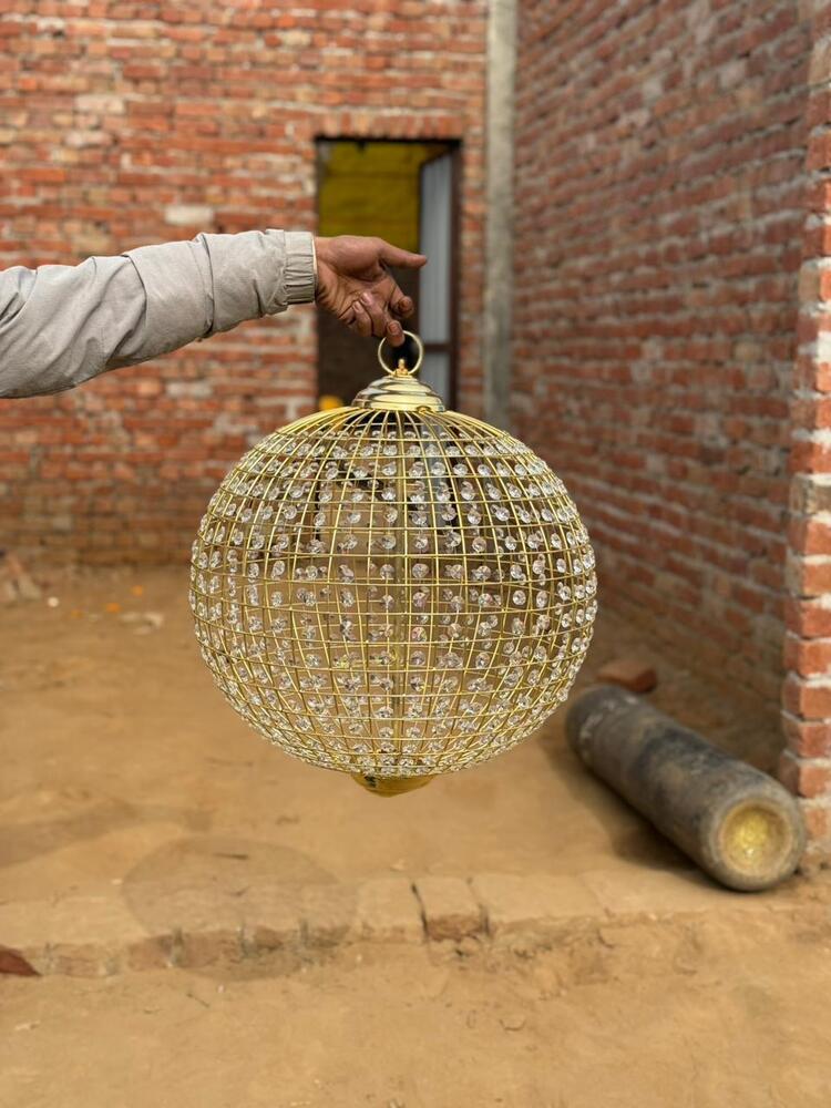 24inch Seven Star decor Gold Single Hanging Metal Crystal Ball