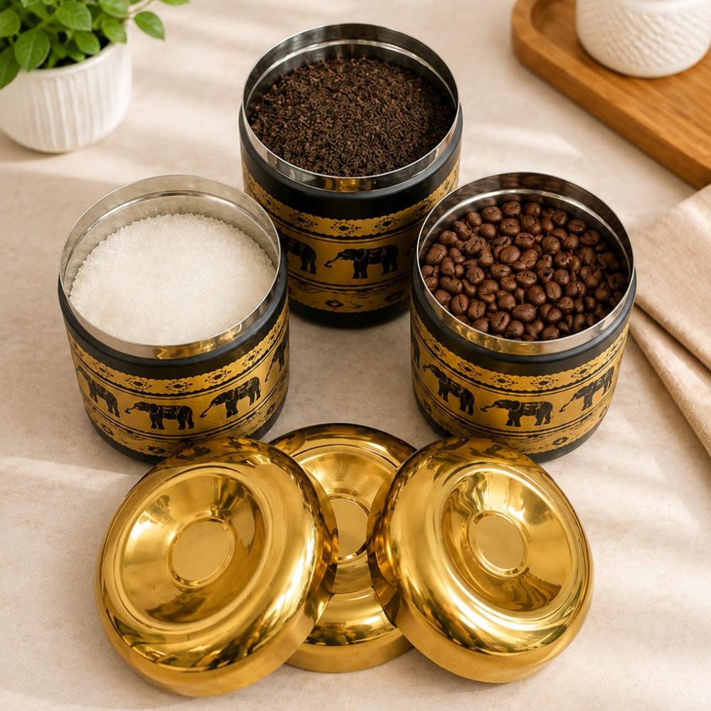 Stainless steel Tea Sugar and Coffee Jars or containkers