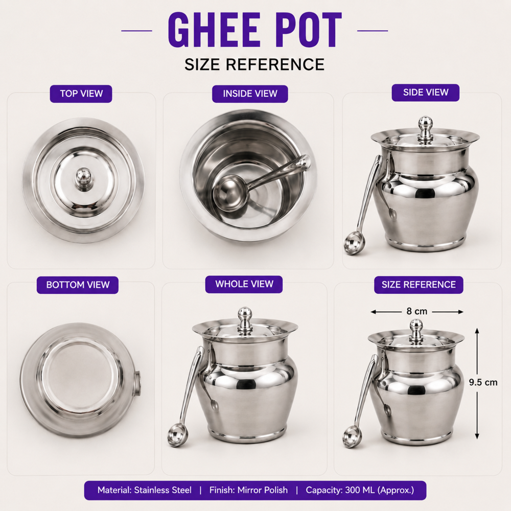 Stainless steel ghee pot 400ml