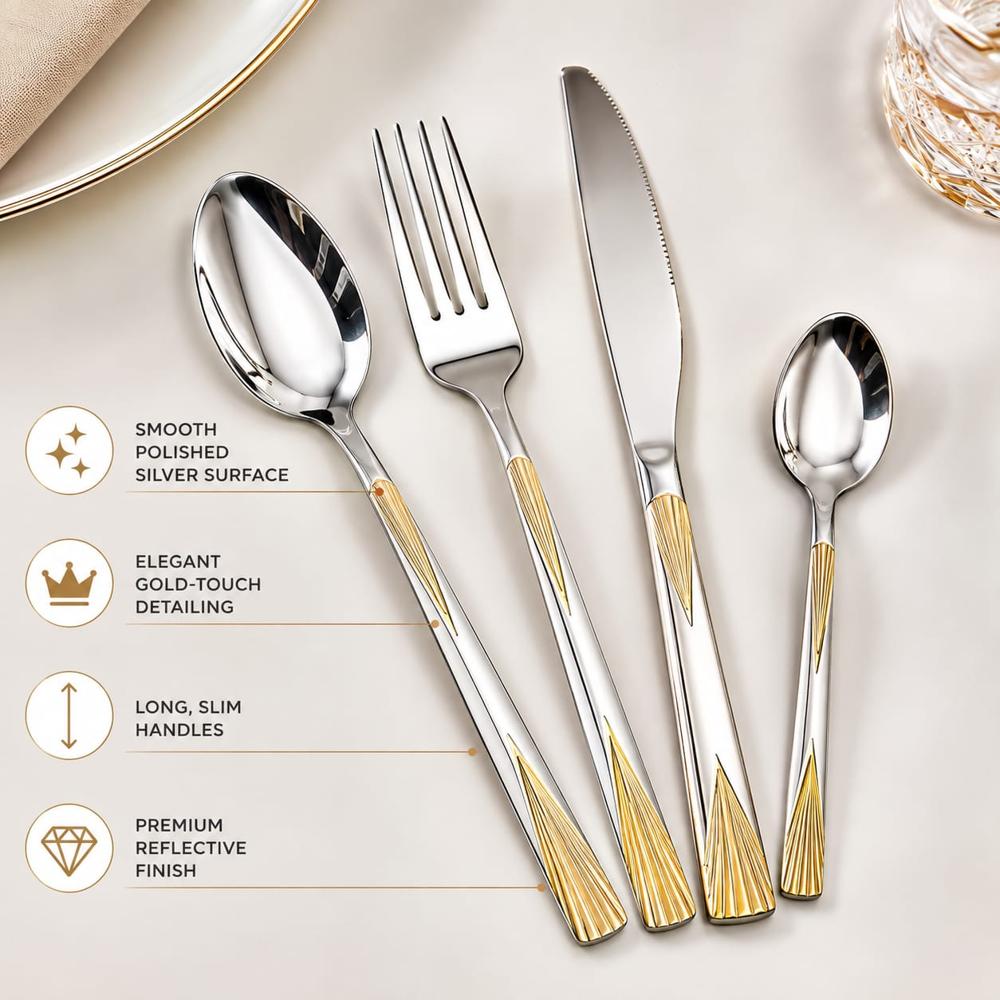 Premium Flatware Dinnerware Cutlery Tableware Set - Stainless Steel, Different Sizes Available, Modern Design, Polished Finish, Multiple Color Options