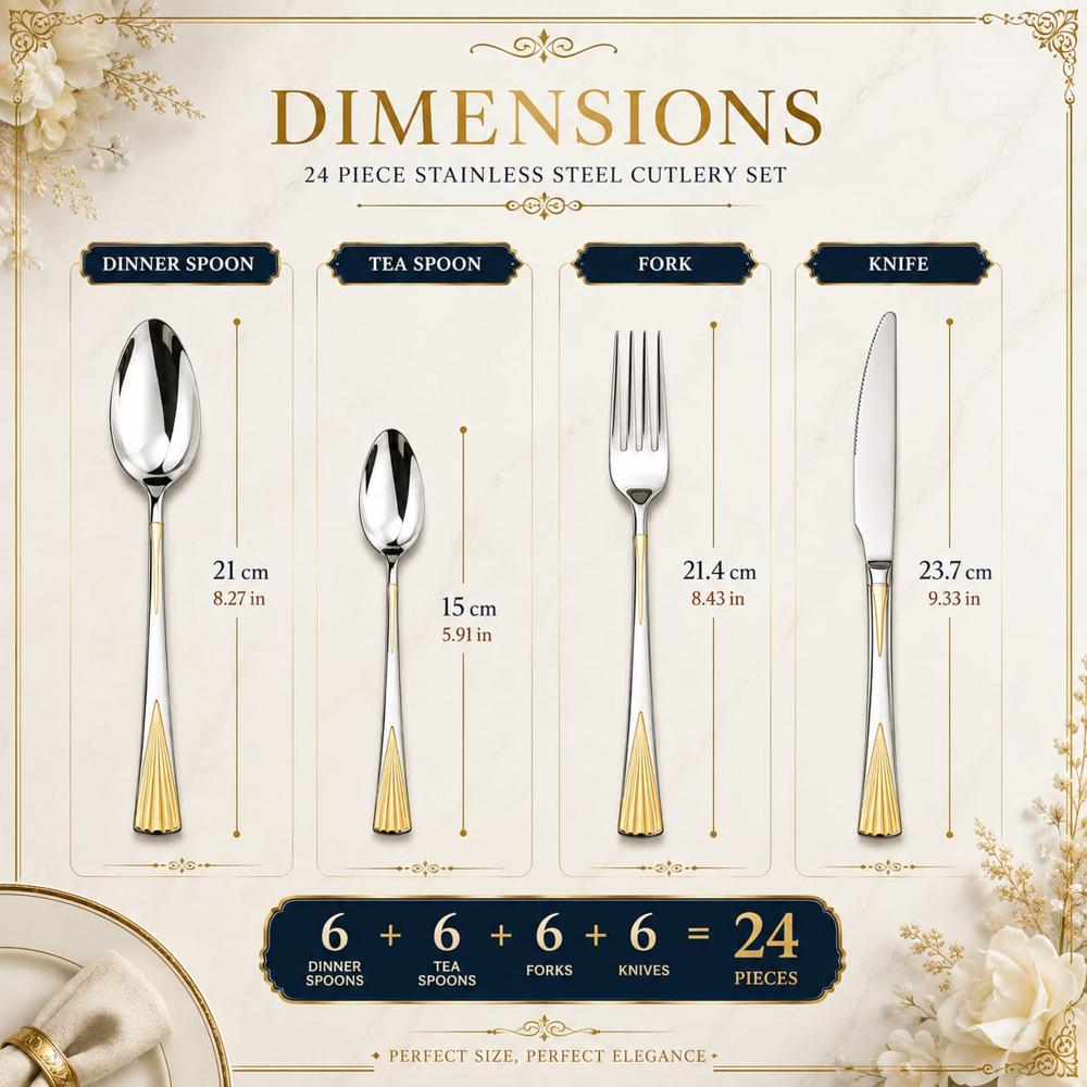 Premium Flatware Dinnerware Cutlery Tableware Set - Stainless Steel, Different Sizes Available, Modern Design, Polished Finish, Multiple Color Options