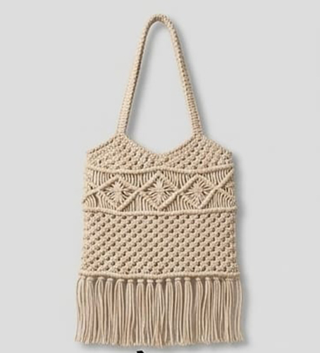 Beige Color Macrame Crochet Bag
