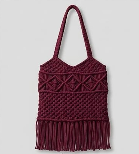 Maroon Color Macrame Crochet Bag