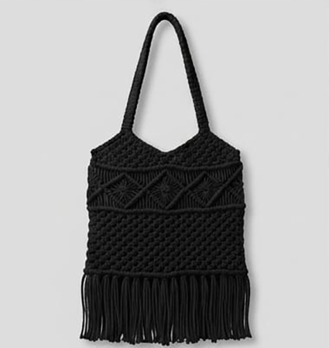 Black Color Macrame Crochet Bag