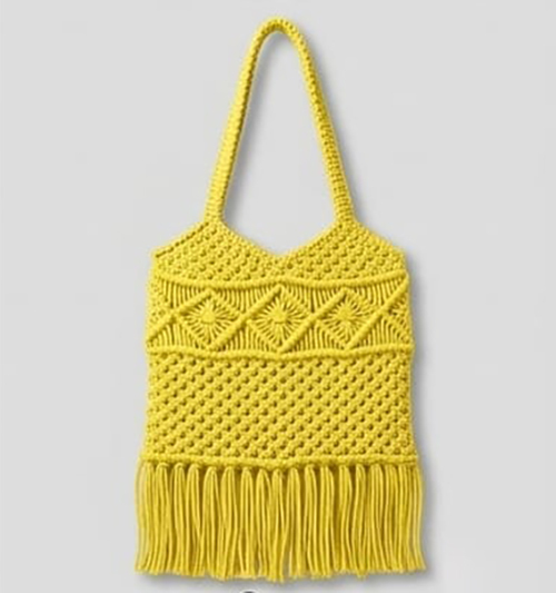 Yellow Color Macrame Crochet Bag
