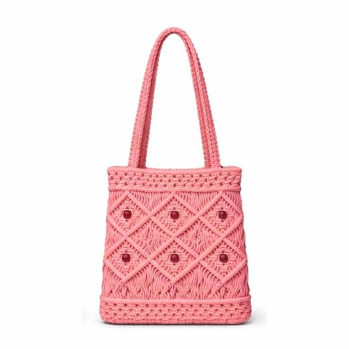 Pink Color Macrame Crochet Bag