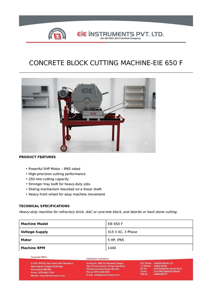 Concrete Block Cutting Machine