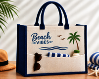 Jute Beach Bag With Print
