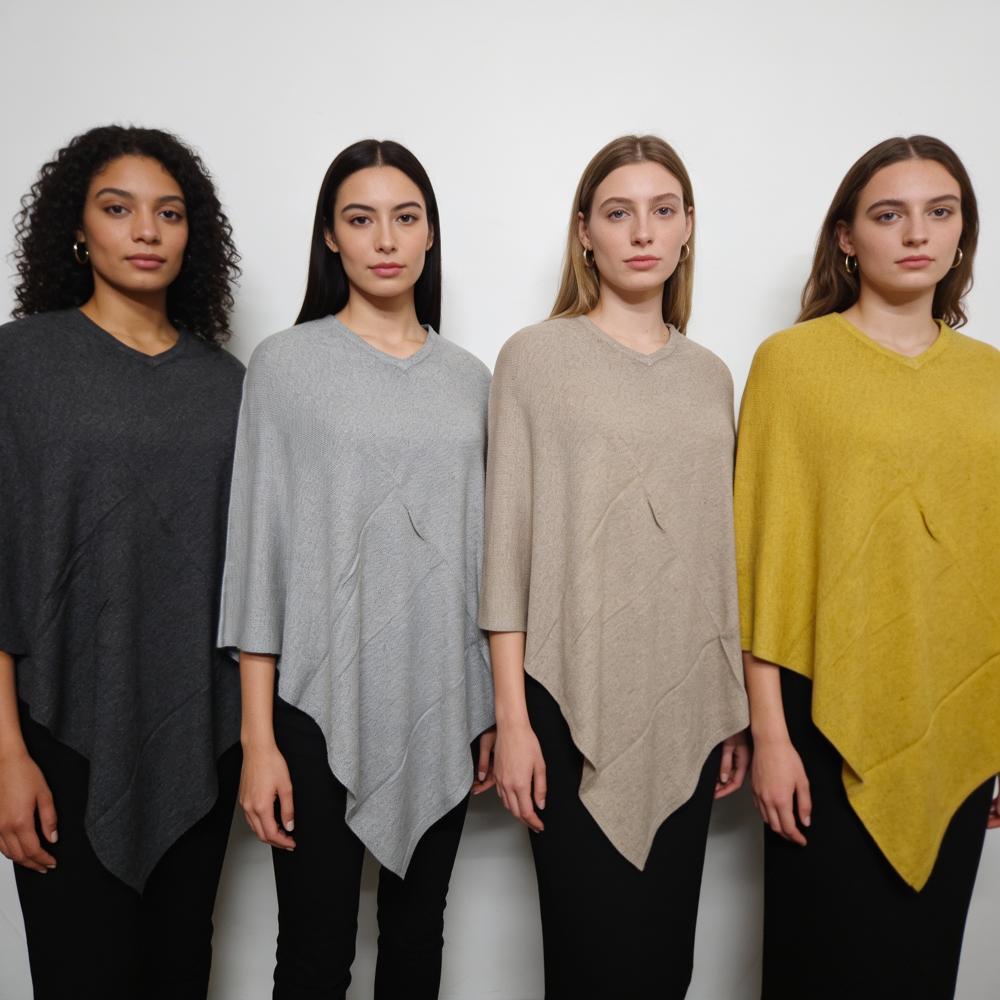 Woolen V-neck Knitted Winter Ponchos - Age Group: 15-65