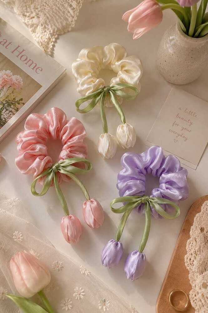 Tulip Scrunchies Rubber Hair Band
