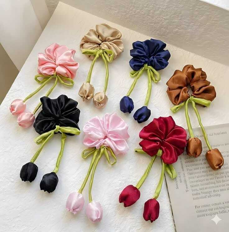 Tulip Scrunchies Rubber Hair Band