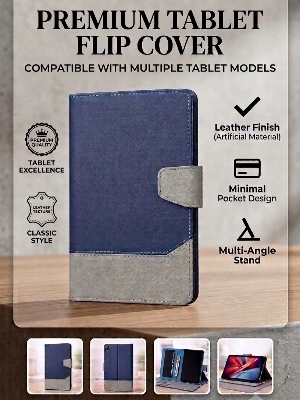 Premium Vintage Pu Leather Tablet Flip Cover With Card Holder & Magnetic Closure (Bulk / Oem Supply) - Display Color: Color