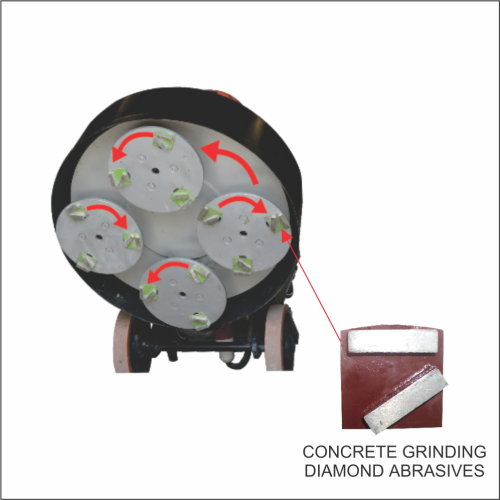 Floor Grinding Machine HSP-650 4 Head With Metal Bond Diamond Abrasives