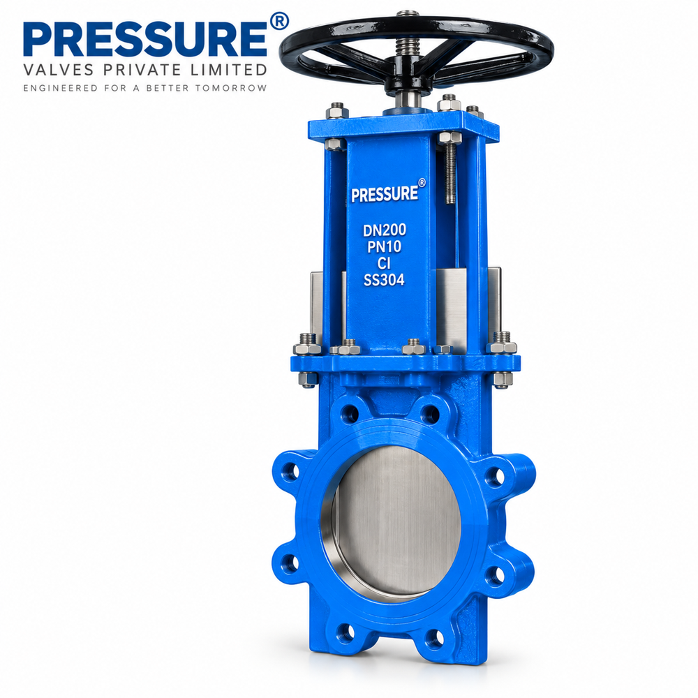 Knife Edge Gate Valve - Stainless Steel, 500mm Length, 5ft Height, Blue Color | Uni-directional & Bi-directional, Non-clogging Design For Industrial Use