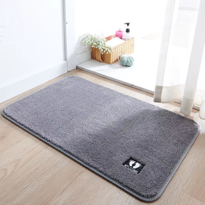 Grey Microfiber Door Mat Bath Mat Ultra Absorbent AntiSlip QuickDry Floor Mat for Home Bathroom