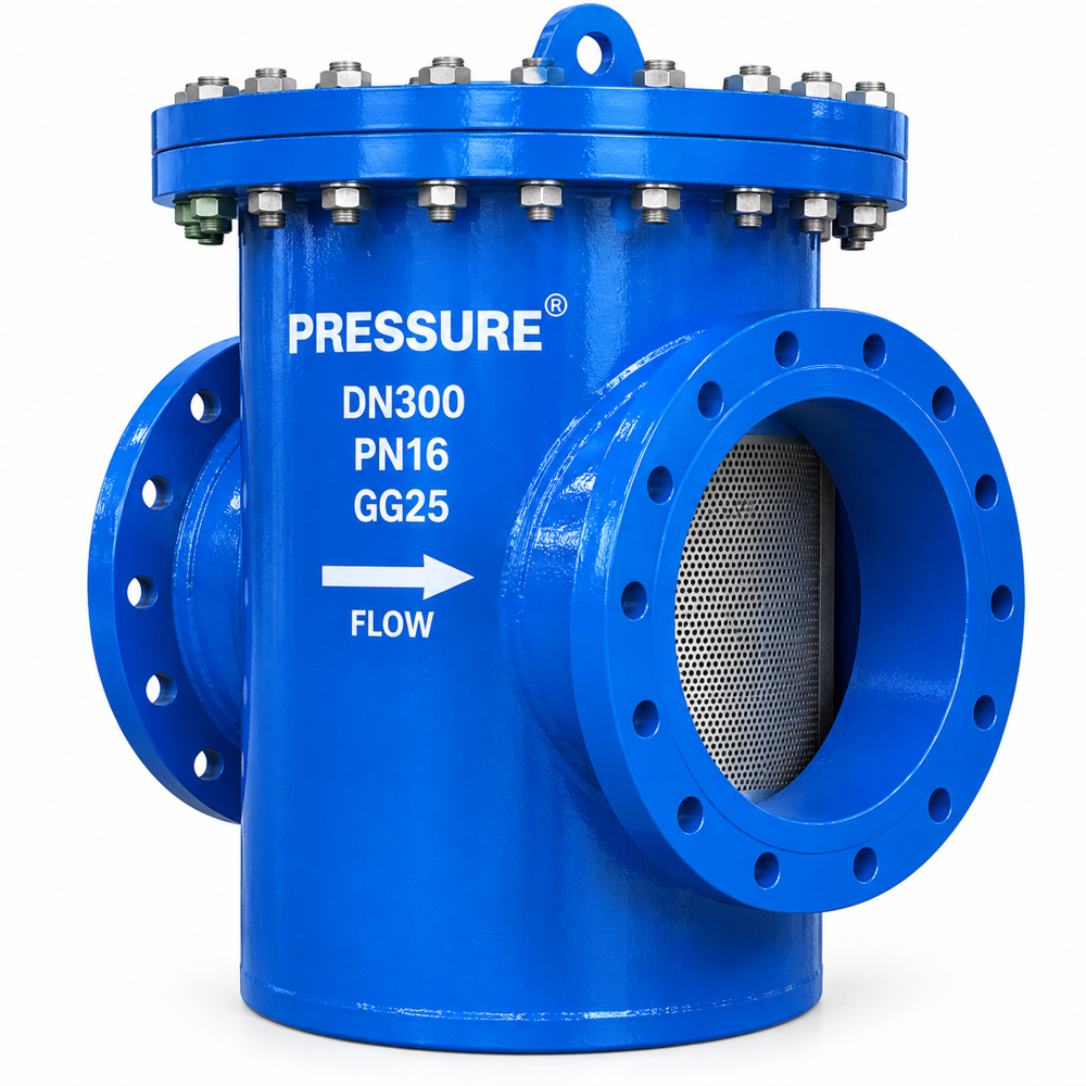 Industrial Y Type Strainer - Stainless Steel, 400mm Length X 300mm Height X 200mm Width | Silver, Compact Size, Flanged Connection, 30 Bar Pressure