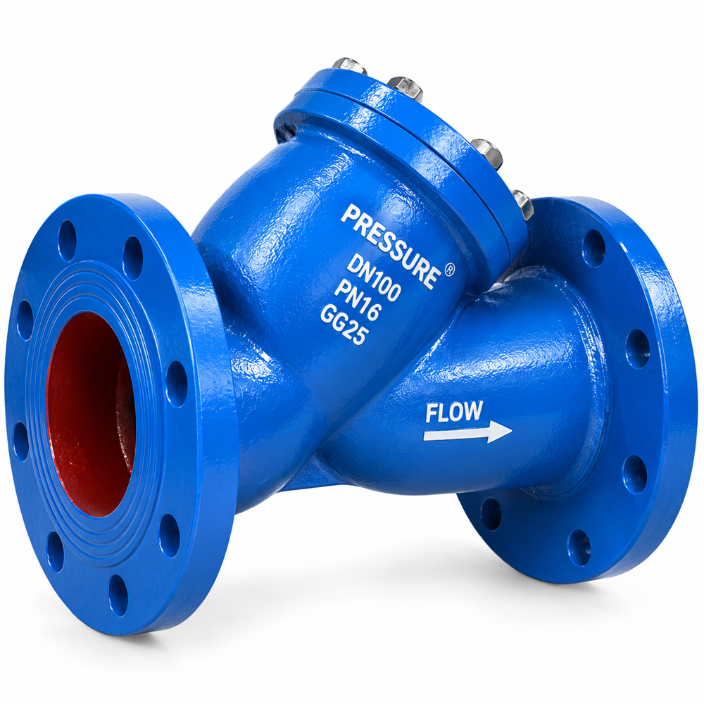 Industrial Y Type Strainer - Stainless Steel, 400mm Length X 300mm Height X 200mm Width | Silver, Compact Size, Flanged Connection, 30 Bar Pressure