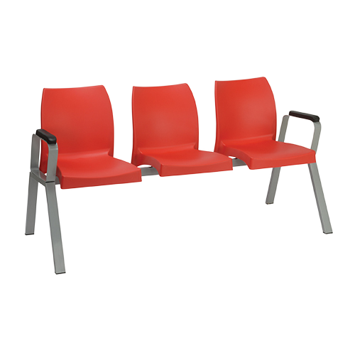 Novella 07 Multi Seater With Arm Public Seating Chair - Finish: Powder Coated Metal