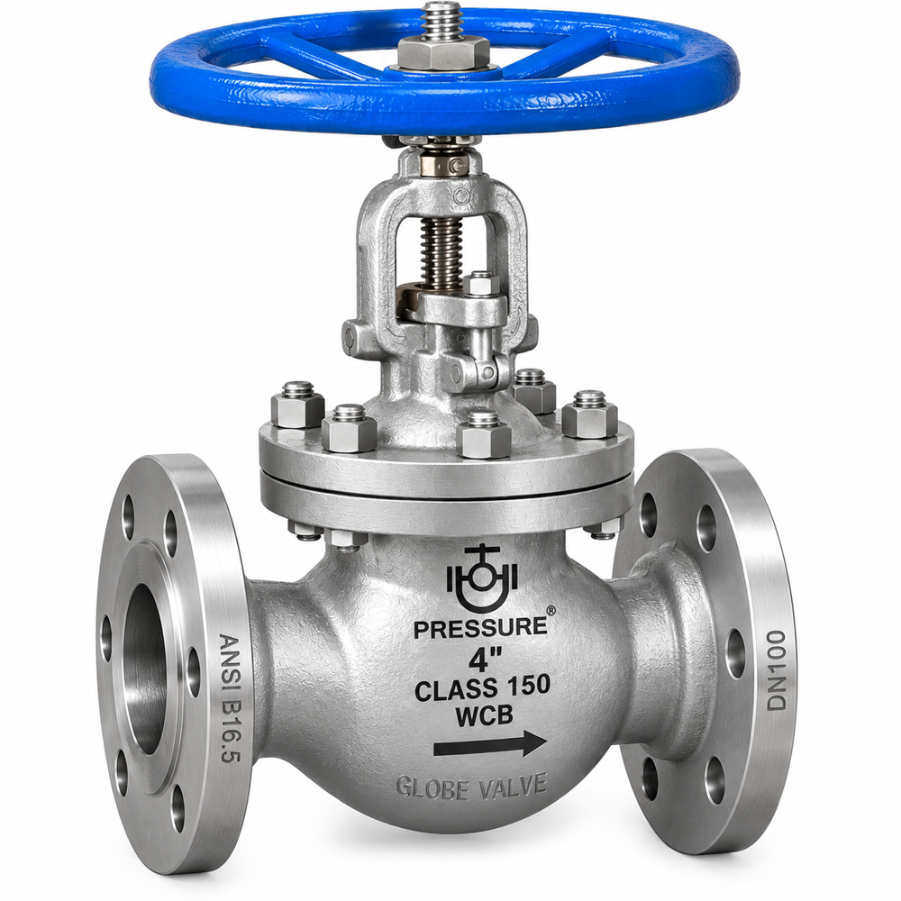 Globe Valve - Stainless Steel, 2" To 18" | Silver & Black, Flange Type Connection, Metal-to-metal Sealing, Polished Surface, Industrial Use