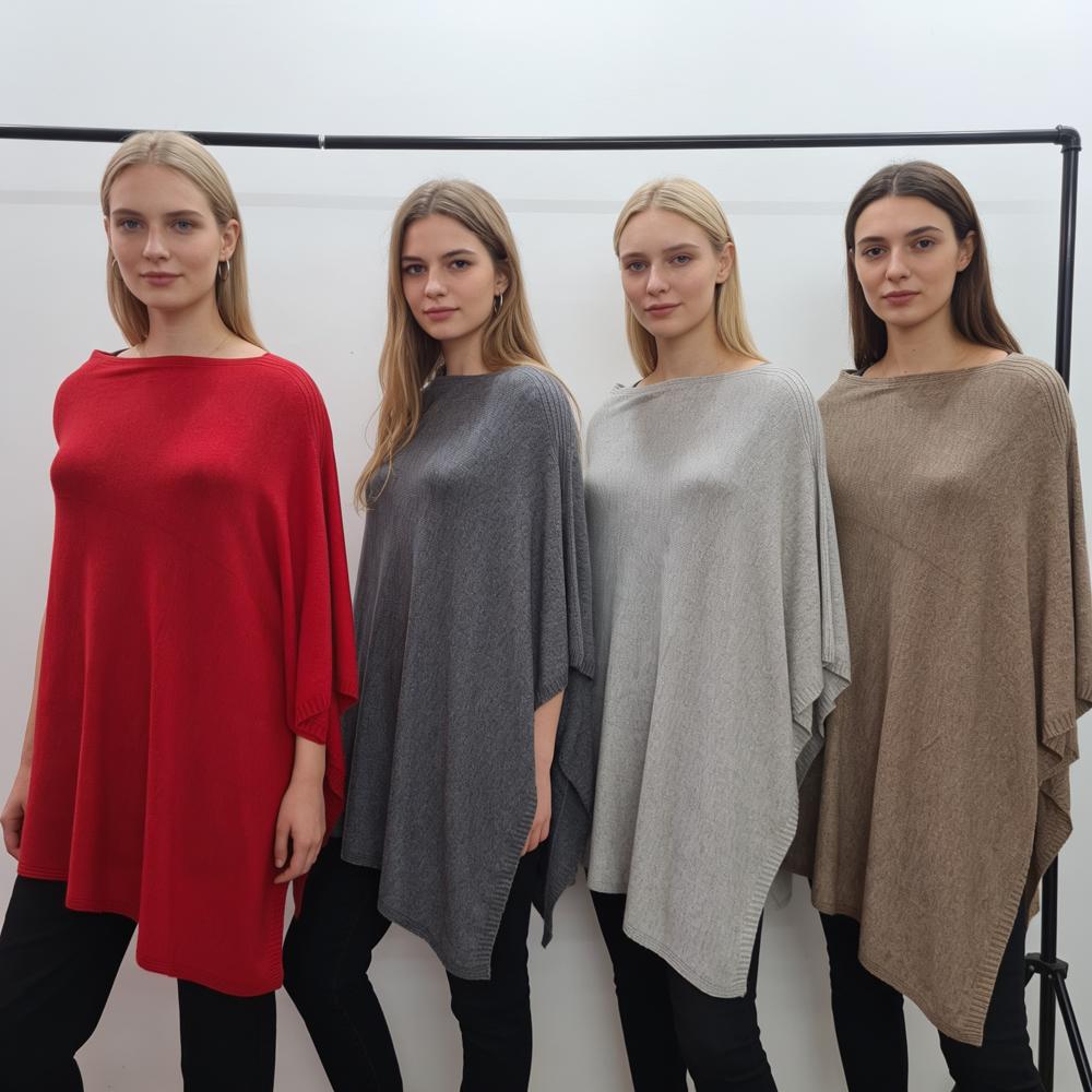 Woolen Side-Neck Knitted Winter Ponchos - Age Group: 15-65