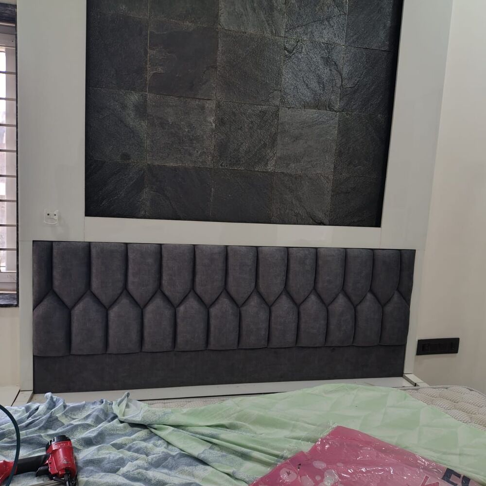 Dark Grey Double Bed Headboard