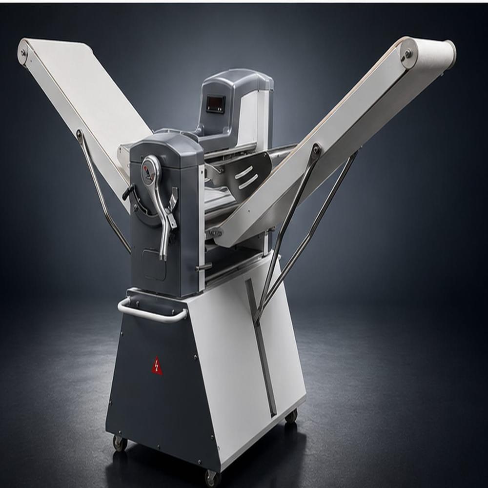 Dough Sheeter - Stainless Steel & Alloy Steel, 1700x880x1300 Mm, Silver & Black | Adjustable Roller Pressure, Food Grade Pvc Conveyor, Foldable Side Tables