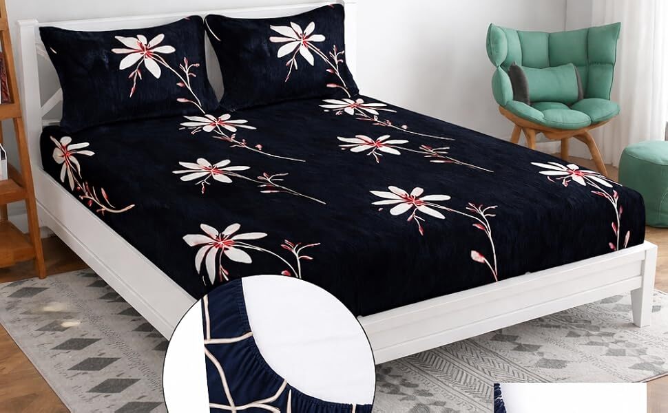 Premium Elastic Fitted Bedsheet with Pillow Covers