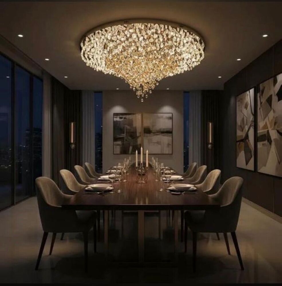 Golden Crystal Cascade Chandelier