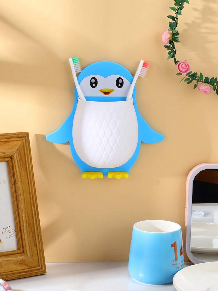 Wall Mounted Toothbrush Holder Penguin Shape Toothpaste Holder Stand