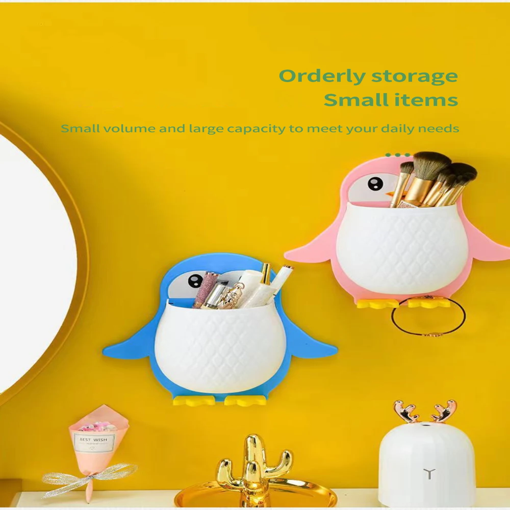 Wall Mounted Toothbrush Holder Penguin Shape Toothpaste Holder Stand
