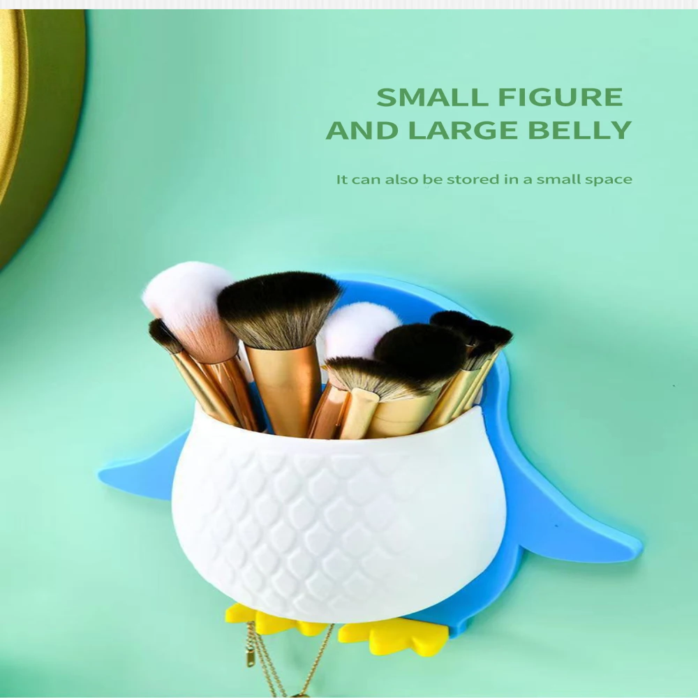 Wall Mounted Toothbrush Holder Penguin Shape Toothpaste Holder Stand