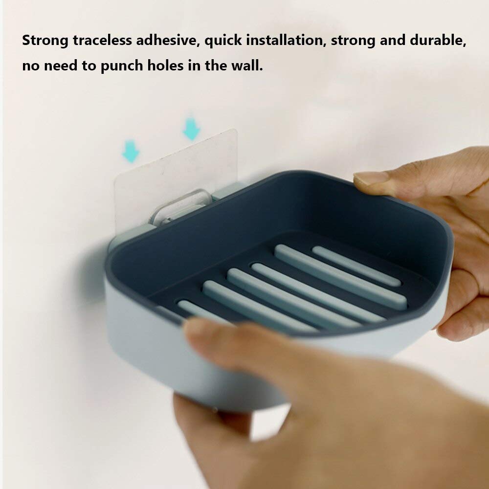 Wall Mounted Plastic Soap Dish Adhesive Soap Holder Tray