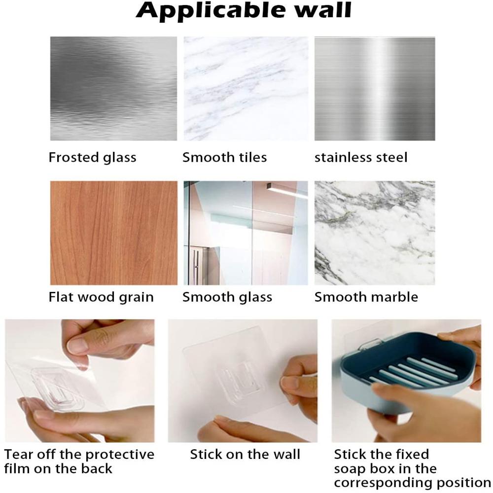 Wall Mounted Plastic Soap Dish Adhesive Soap Holder Tray