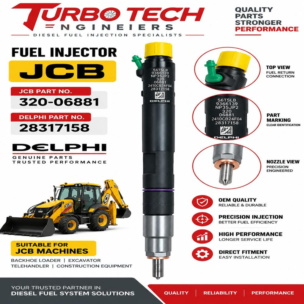 Jcb Fuel Injector 320 -06881 Delphi 28317158 - Dimension (L*W*H): 5 Meter (M)