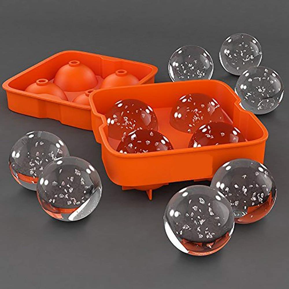 Premium Silicone Ice Ball Mold 4 Grid Round Ice Maker Tray