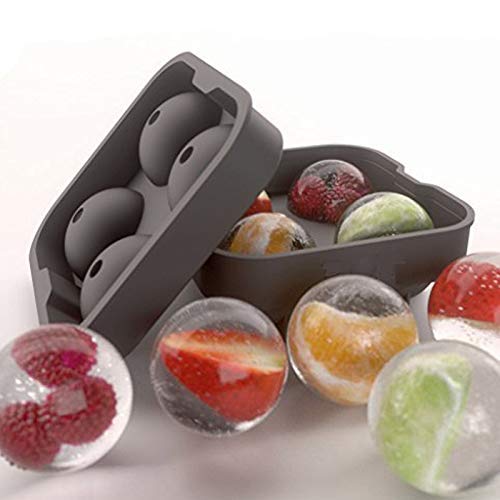 Premium Silicone Ice Ball Mold 4 Grid Round Ice Maker Tray
