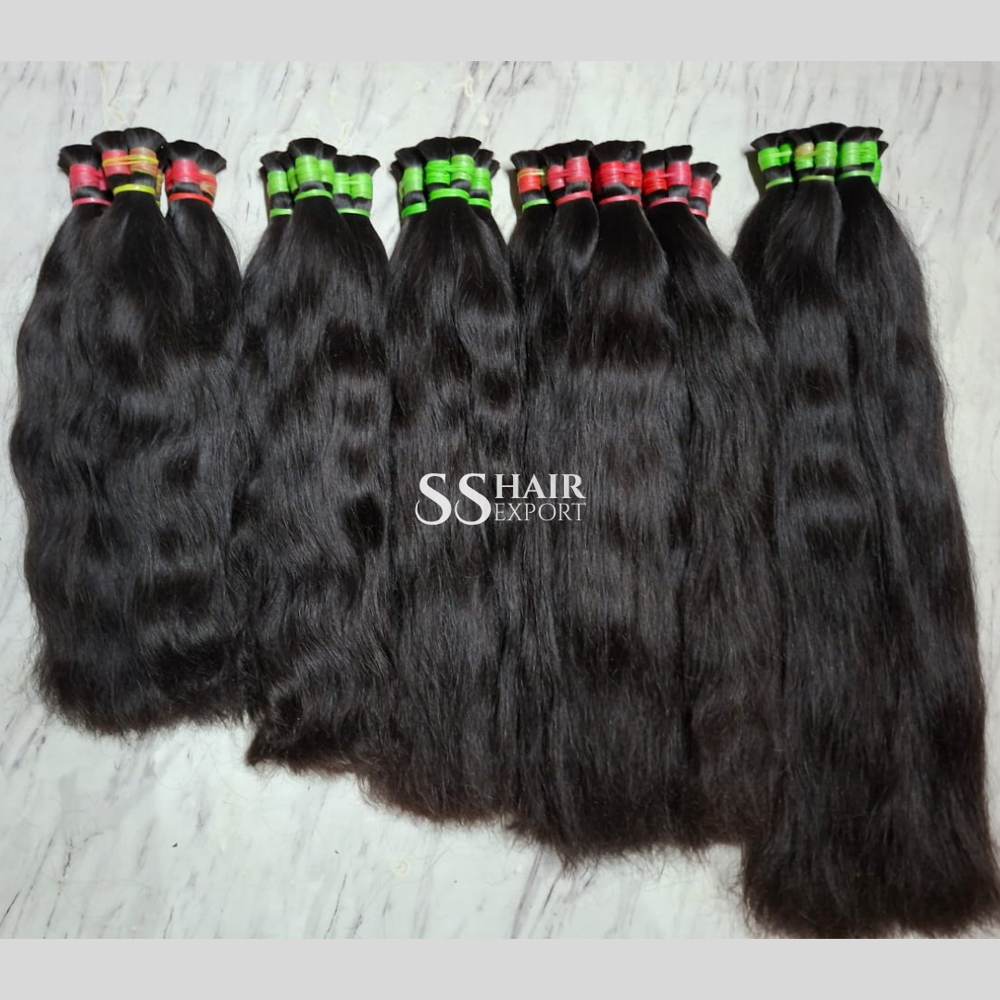 Non-Remy Double Drawn Indian Raw Hair Bulk Human Hair Supplier