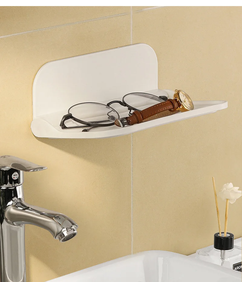 Plastic Wall Mounted Shelf Saving Space Foldable Storage Organizer Rack