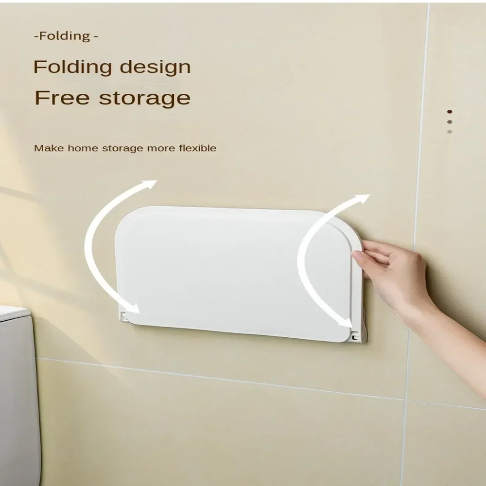 Plastic Wall Mounted Shelf Saving Space Foldable Storage Organizer Rack