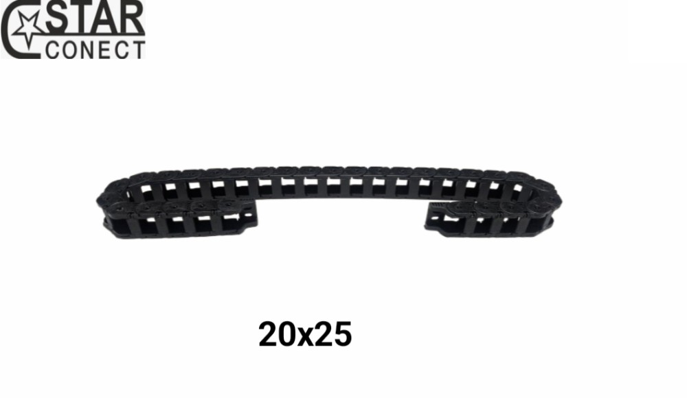 Cable Drag Chain 20x25xr40 - Nylon-66, Inner Height 20mm, Outer Height 29mm, Black Color, Temperature Range -30â°c To 130â°c, 1 Year Warranty