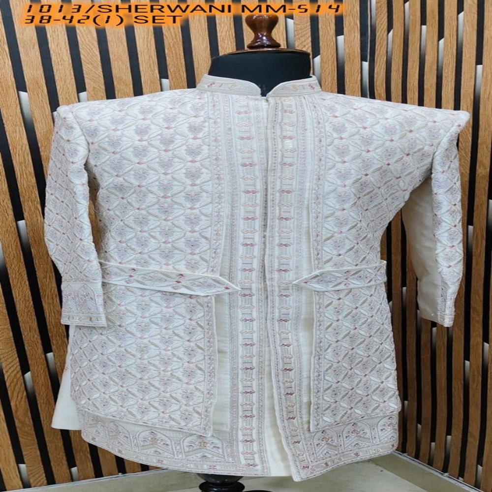 Men's White Embroidered Sherwani for Wedding & Groom Wear